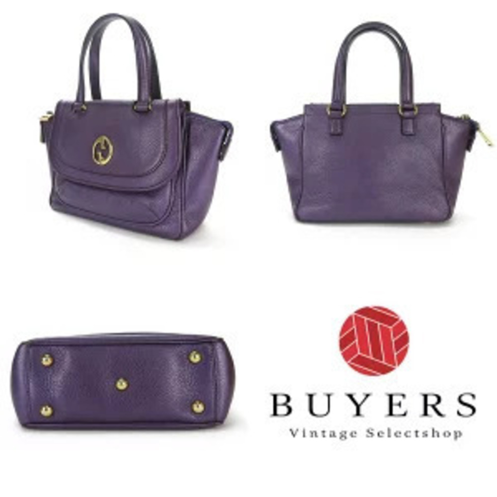 Gucci GG Bag Leather Purple Handbag Hand